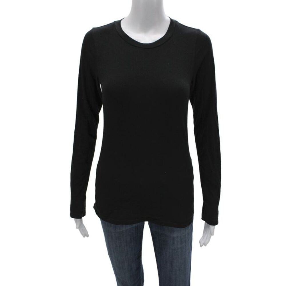 Velvet Women Basic Black Long Sleeve Crew Neck T-Shirt Size S